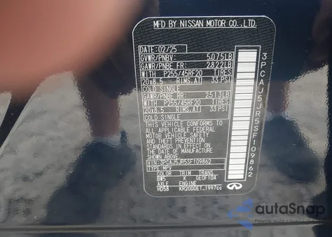 2025 Infiniti Qx55 Luxe из США, поврежденный, VIN 3PCAJ5JR5SF109862